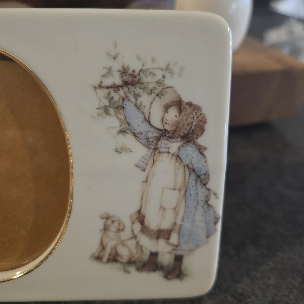2 Vintage Sweet porcelain picture frames or wall plaques